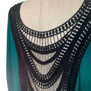 Torrid Lattice Back Tunic 2 Edgy Gothic Dark Romance Rocker Chic Top Green Black